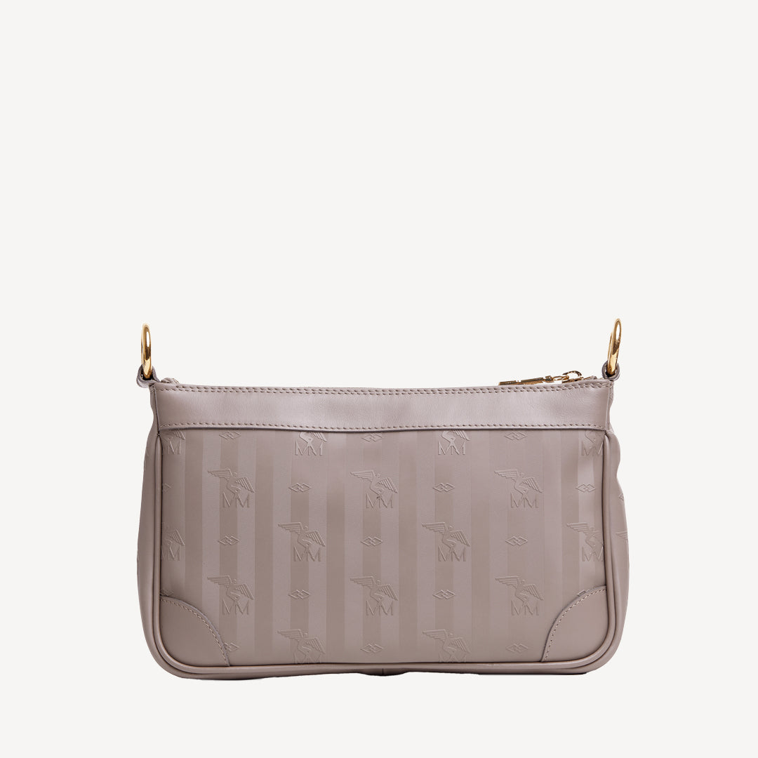 FLUMS | Umhängetasche taupe grau/gold - von hinten