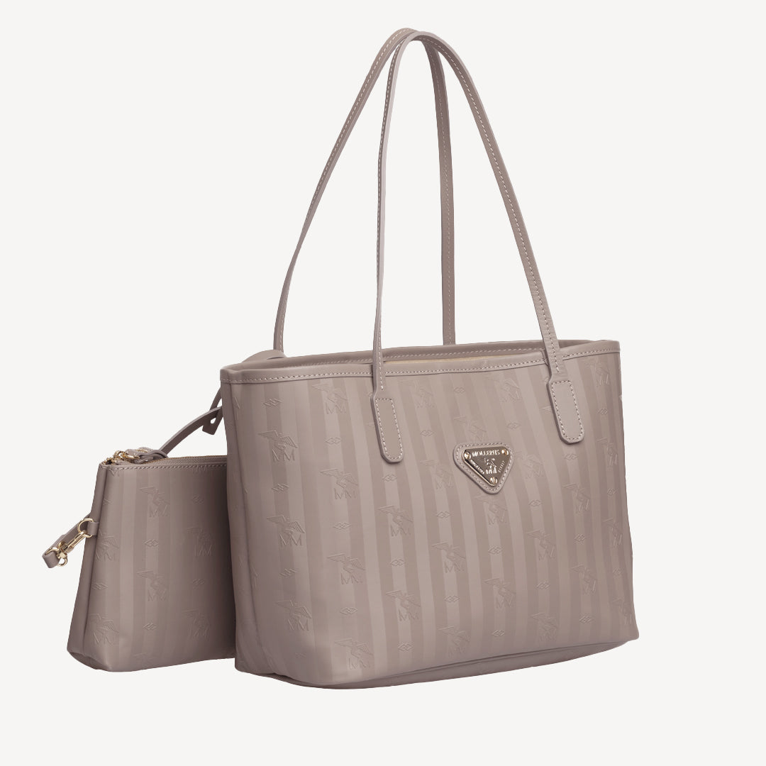 GENF | Shopper taupe grau/gold - seitlich