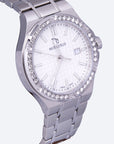 FIRST LADY ENGADIN | Armbanduhr Edelstahl Zifferblatt weiss/ Lünette Swarovski - seiltich