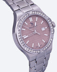 FIRST LADY ENGADIN | Armbanduhr Edelstahl Zifferblatt rosé/ Lünette Swarovski - seiltich