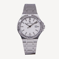 PREMIÈRE DAME D'ENGADINE | Montre cadran acier inoxydable blanc / lunette Swarovski