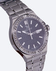 FIRST LADY ENGADIN | Armbanduhr Edelstahl Zifferblatt schwarz/ Lünette Swarovski - seiltich
