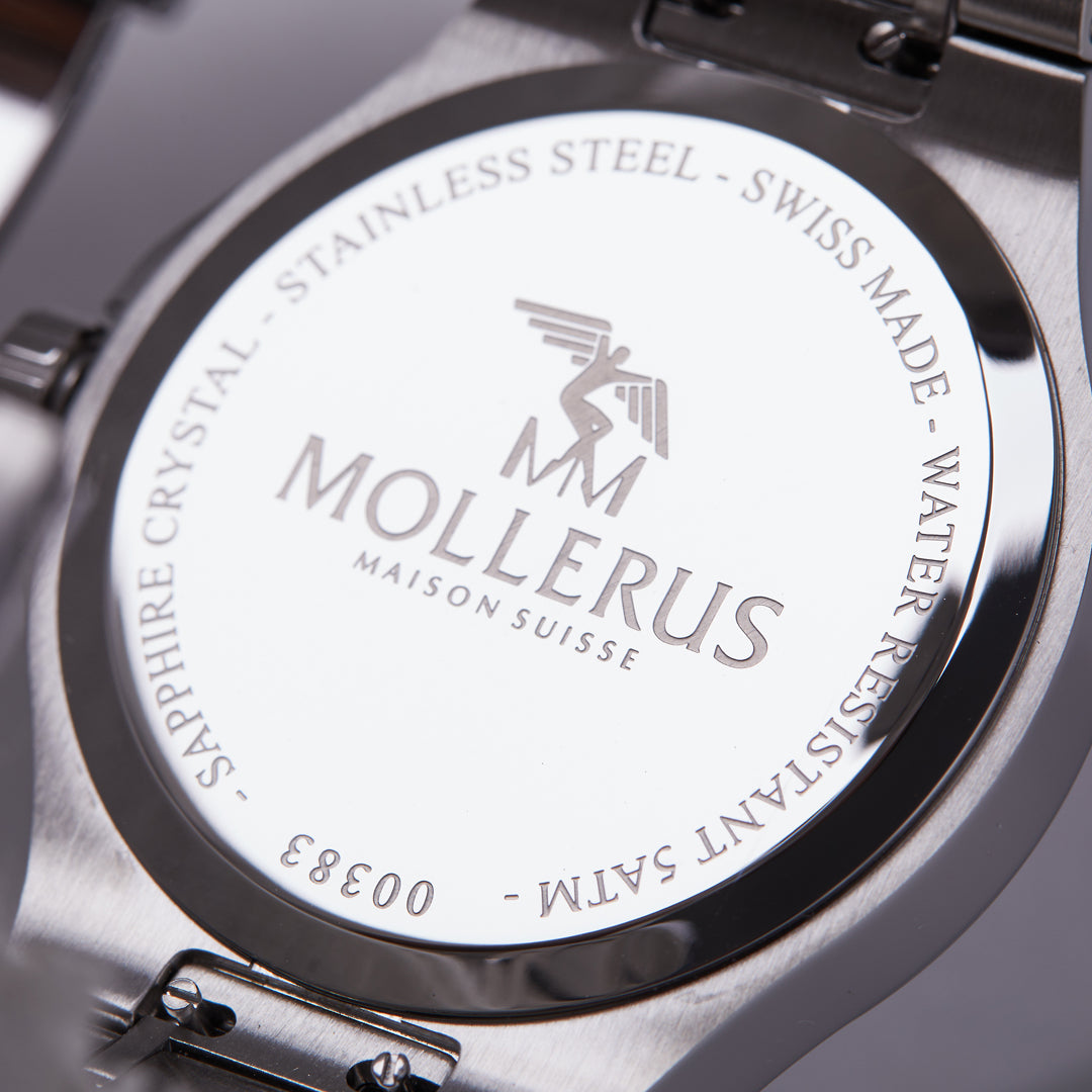 FIRST ENGELBERG |  Armbanduhr Edelstahl Zifferblatt schwarz -innengravur