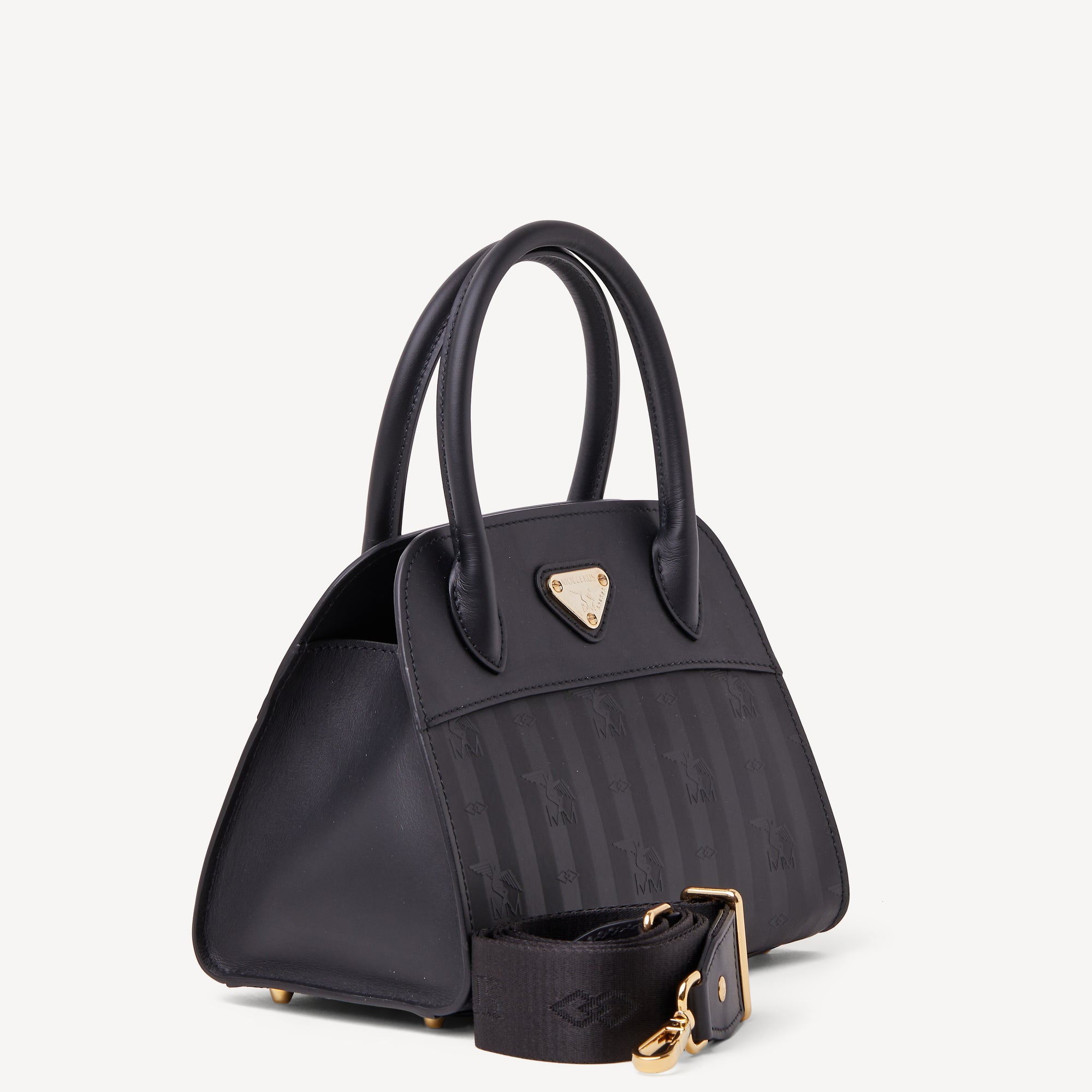 SOGLIO | Handtasche classic schwarz/gold - seiltich