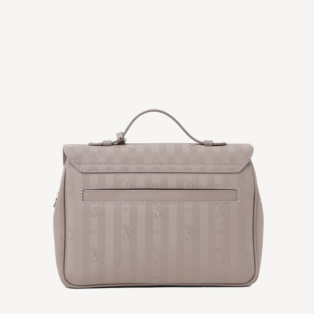 MARLY | Umhängetasche taupe grau/gold - von hinten