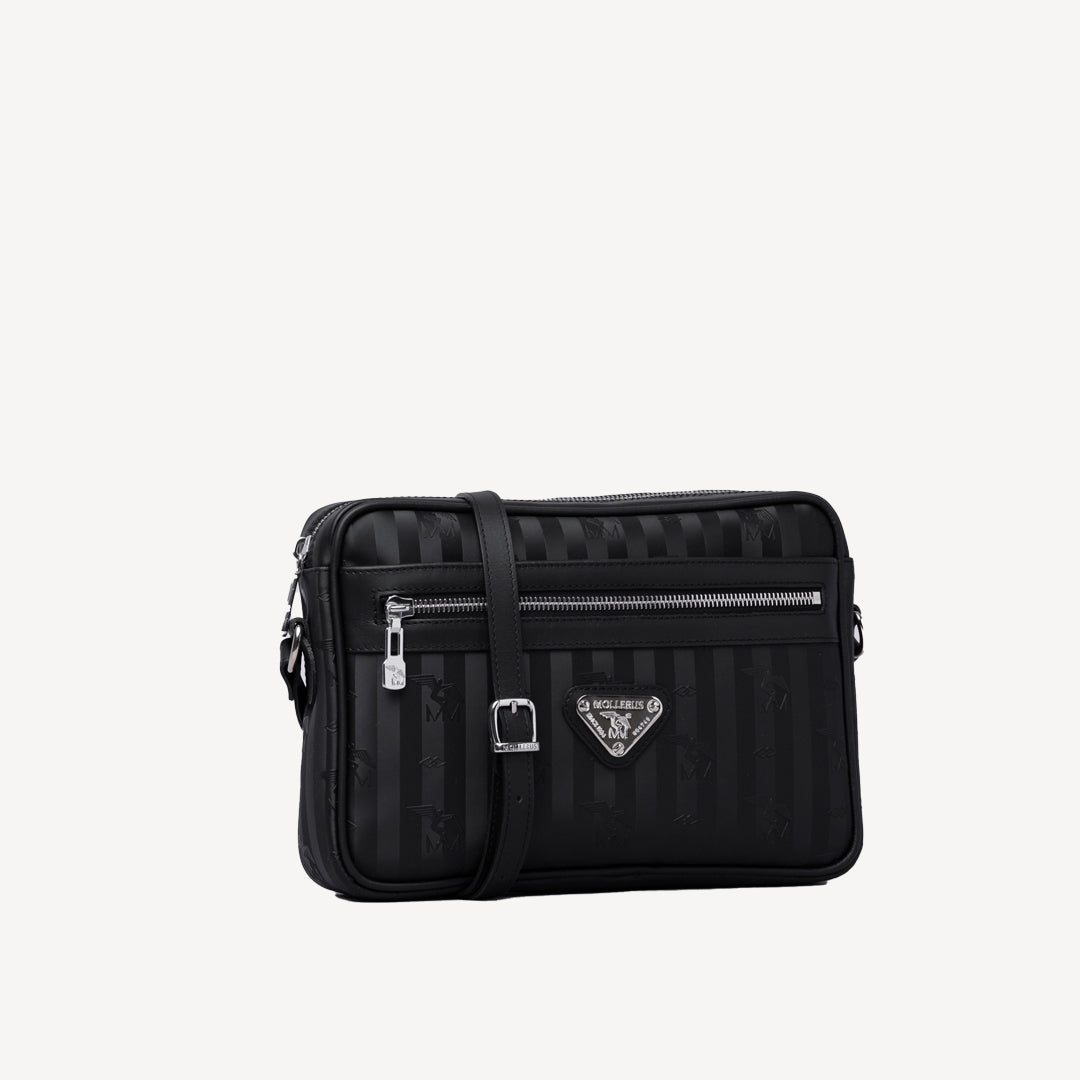LONDON | Umhängetasche classic schwarz/silber - seiltich