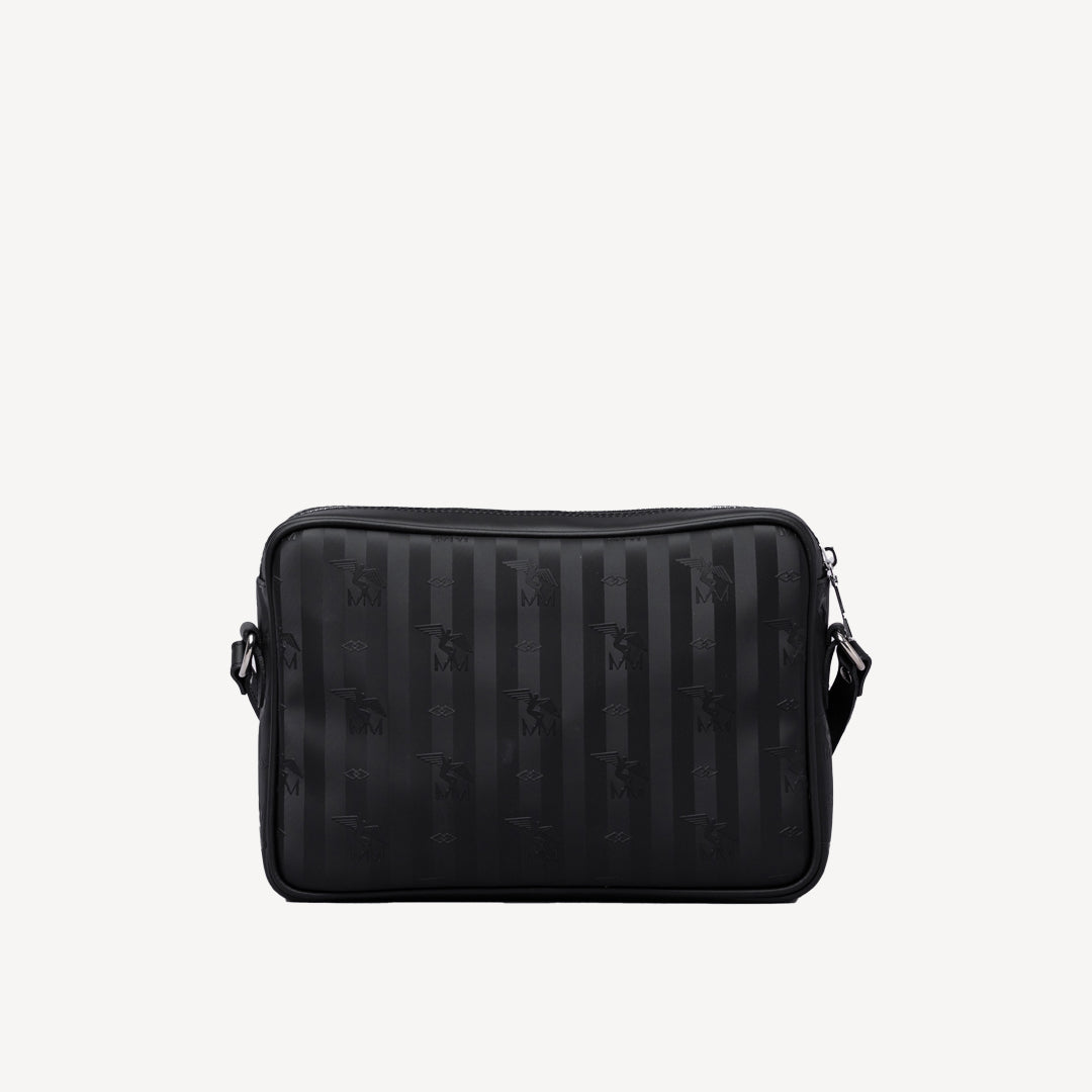 LONDON | Umhängetasche classic schwarz/silber - von hinten
