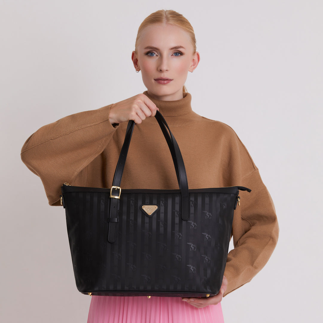 GISWIL | Businesstasche classic schwarz/gold - close up