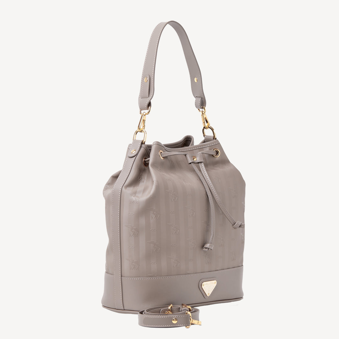 NIESEN | Beuteltasche taupe grau/gold - seitlich