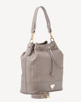 NIESEN | Beuteltasche taupe grau/gold - seitlich