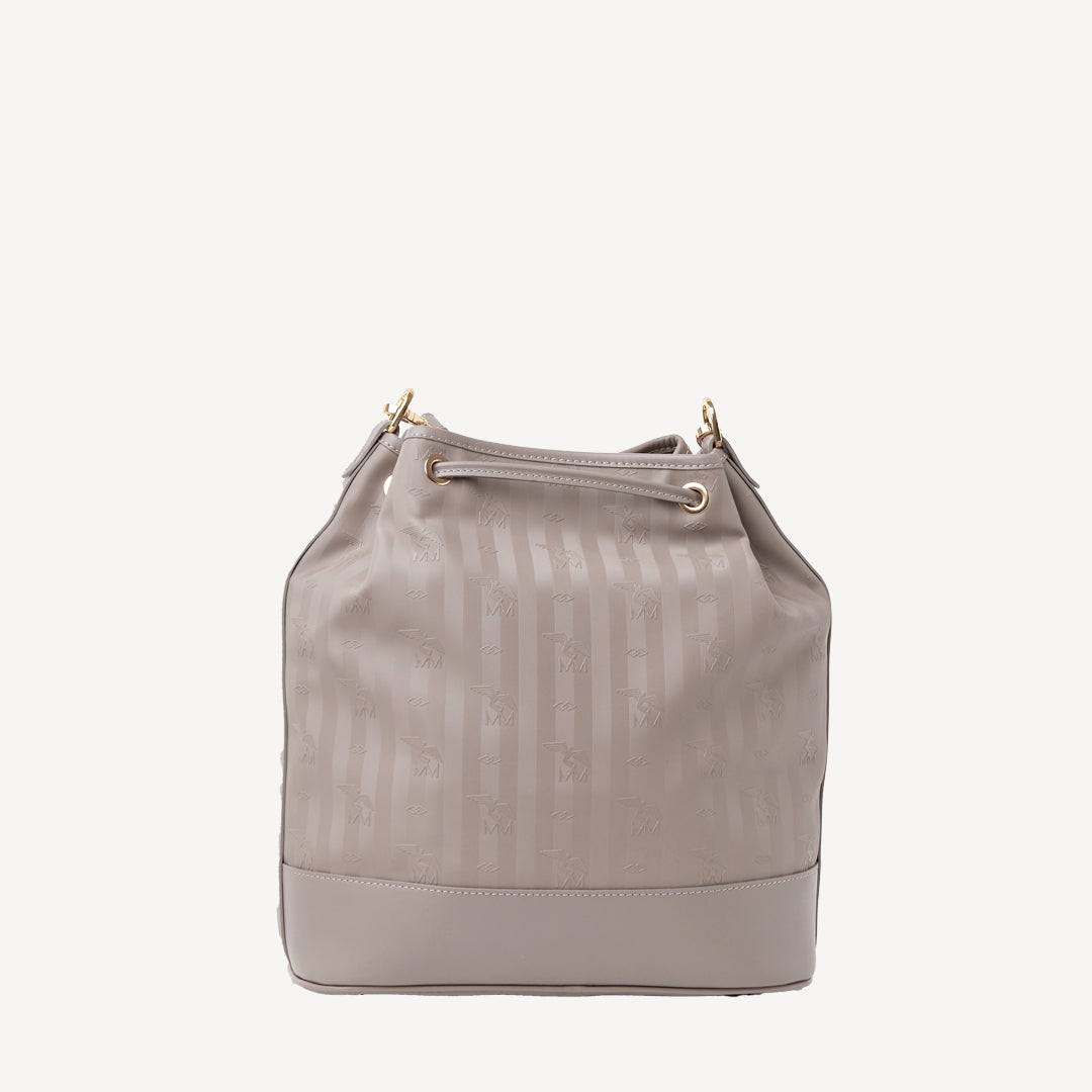 NIESEN | Beuteltasche taupe grau/gold - von hinten