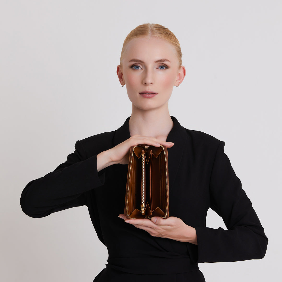 CLARIDEN | Portemonnaie Apfelleder ocker/gold - ON BODY