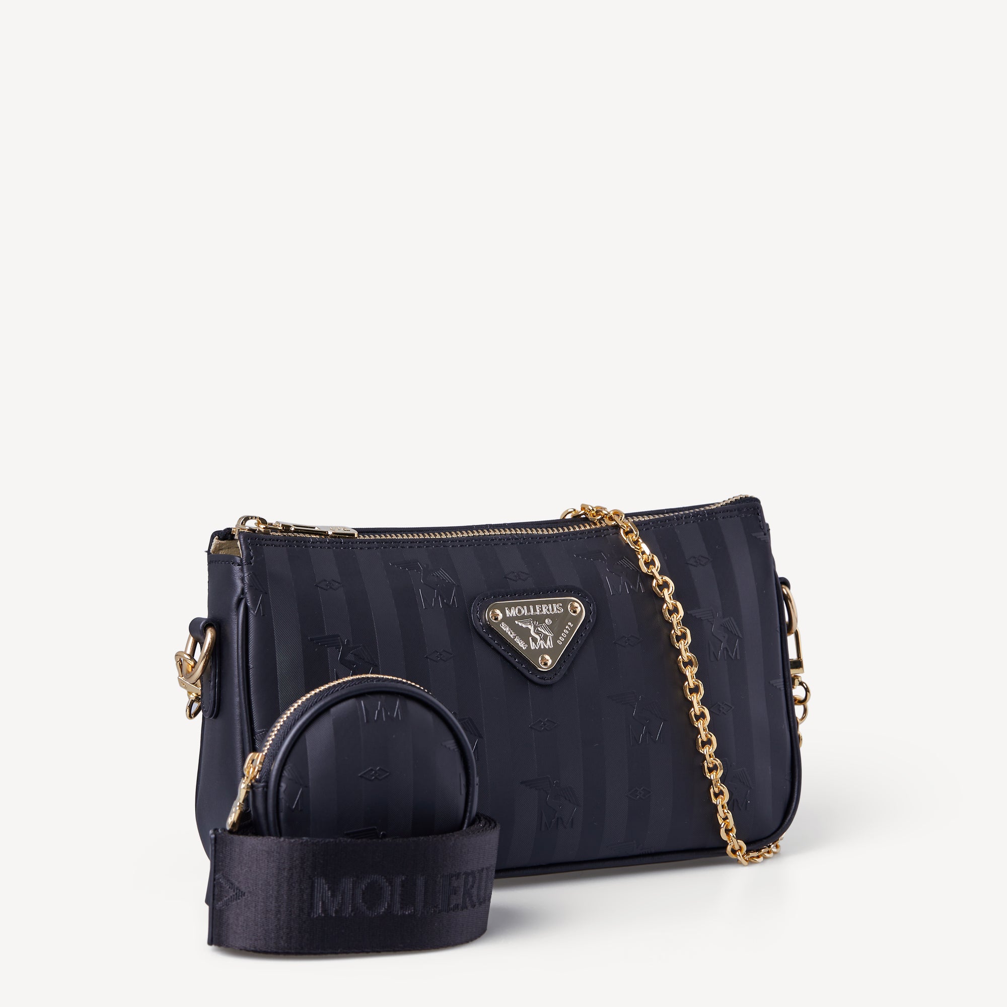 ZELL | Umhängetasche classic schwarz/gold - SEITLICH