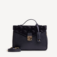 MARLY | Umhängetasche Kalbsleder mit Velours classic schwarz/gold