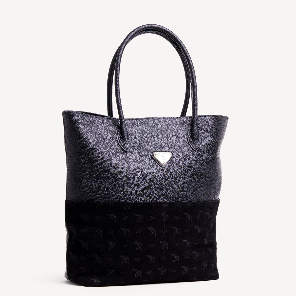 EBIKON |  Shopper Kalbsleder  mit Velour classic schwarz/ gold - seitlich
