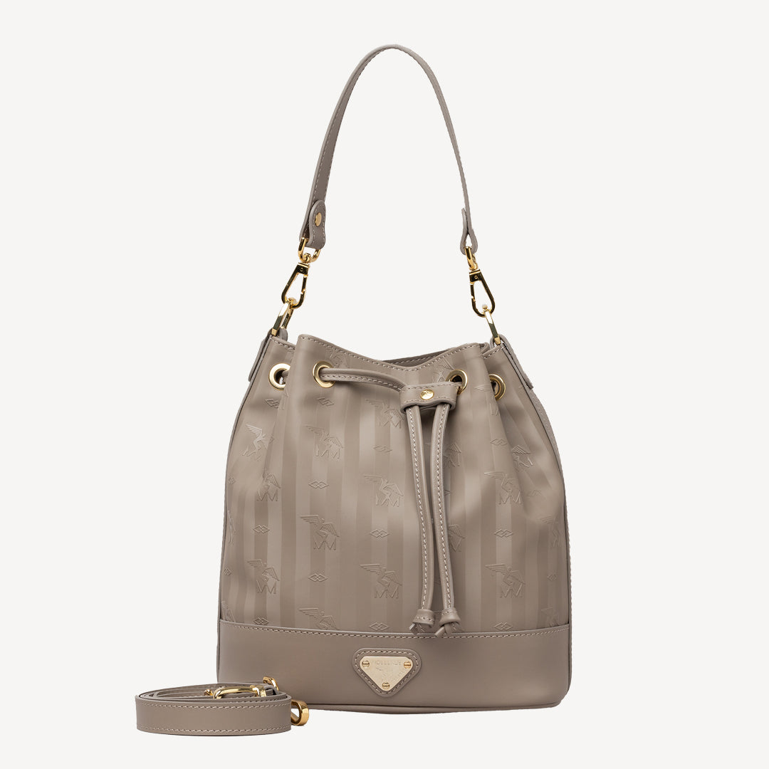 SION | Beuteltasche taupe grau/gold - frontal