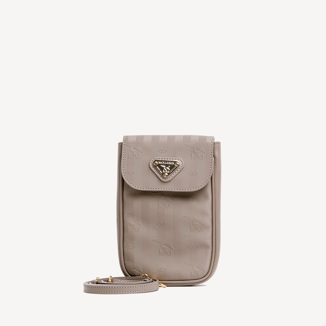 STEG | Handyportemonnaie taupe grau/gold - frontal