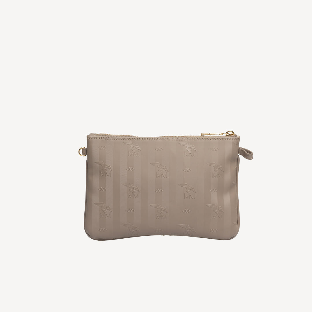 TAMINS | Umhängetasche taupe grau/gold - von hinten