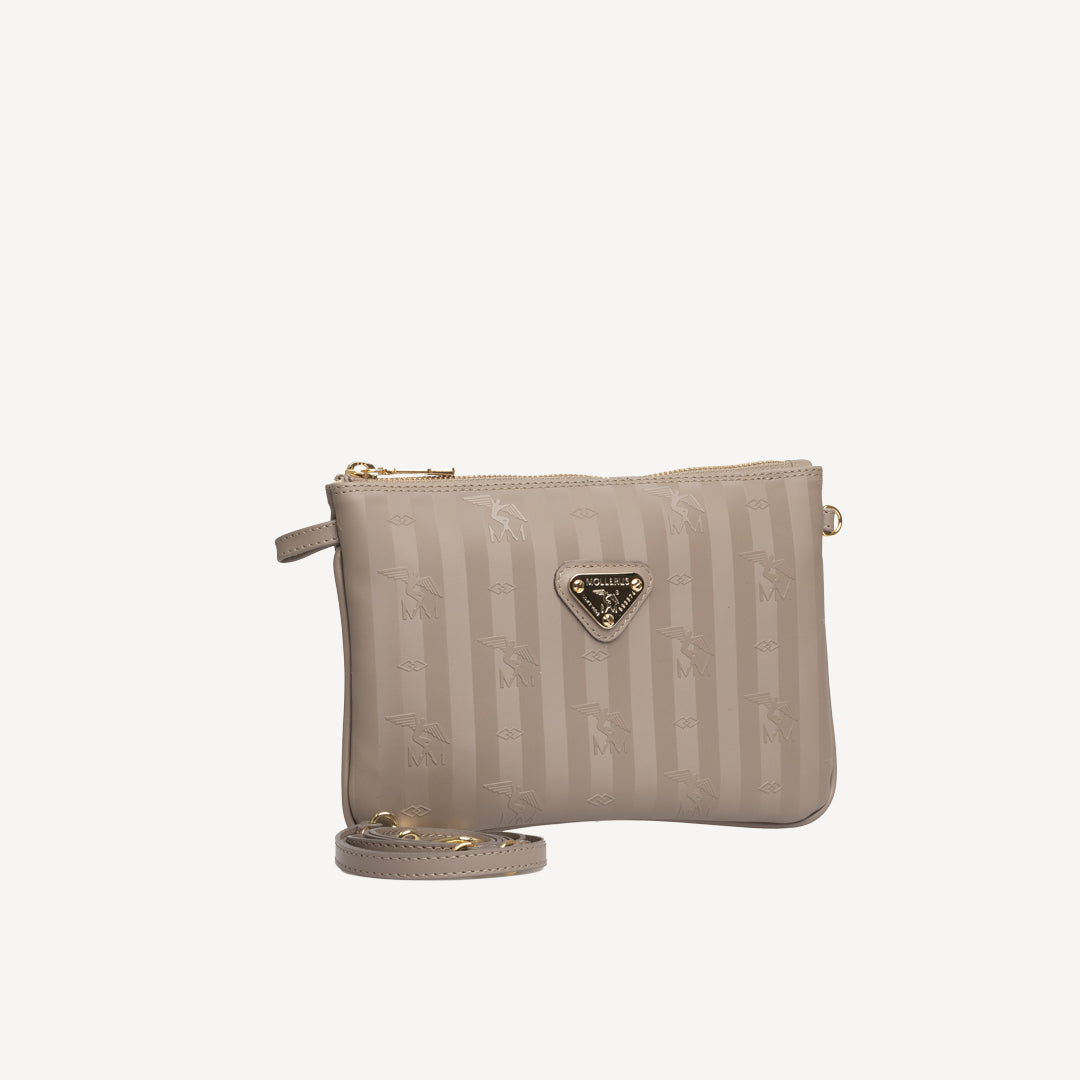 TAMINS | Umhängetasche taupe grau/gold - seitlich