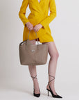 BERN | Shopper taupe grau/gold Ganzkörper