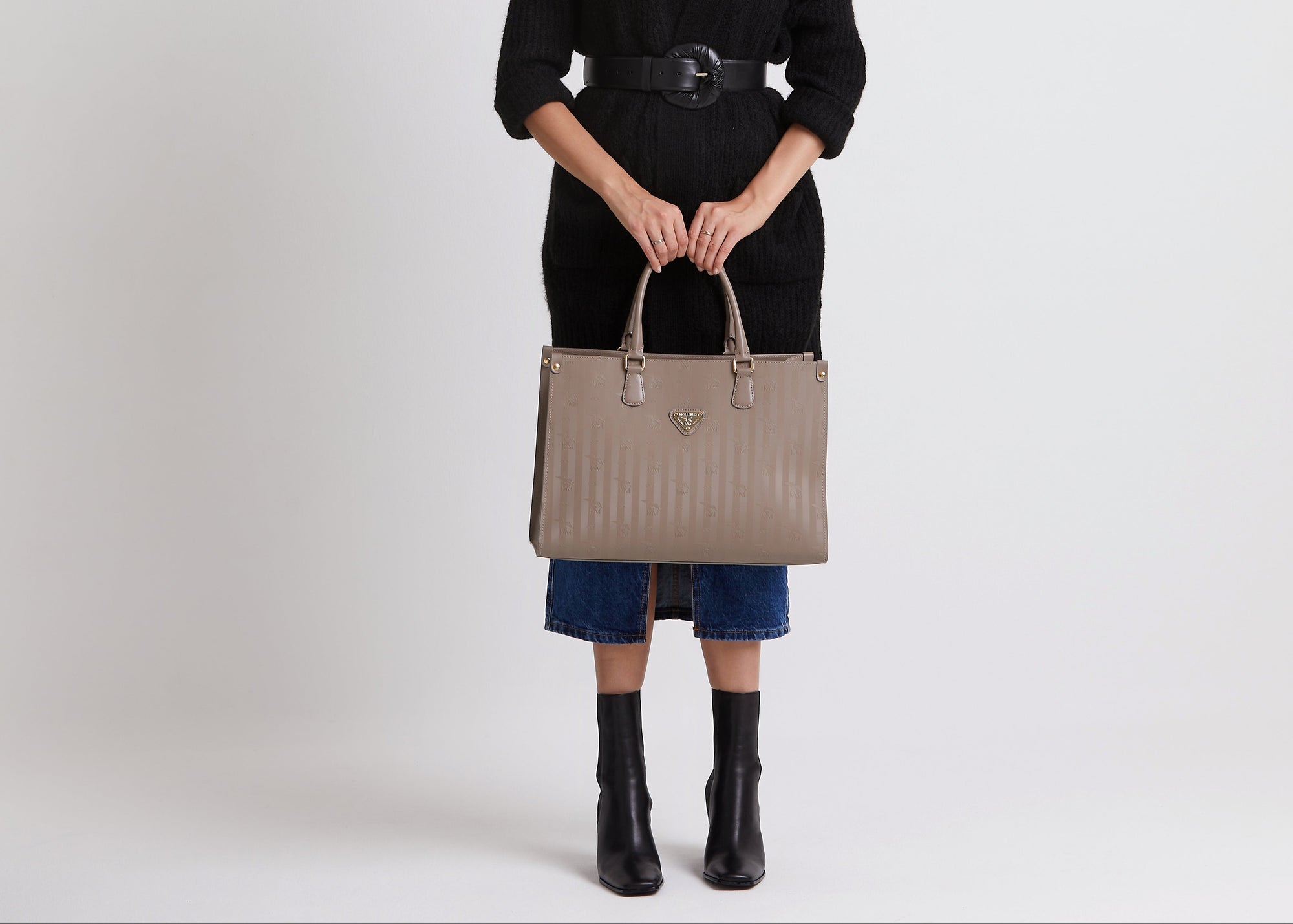 ZUG | Handtasche taupe grau/gold - frontal
