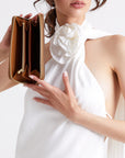 CLARIDEN | Portemonnaie Pecarus braun/beige/gold - on body offen