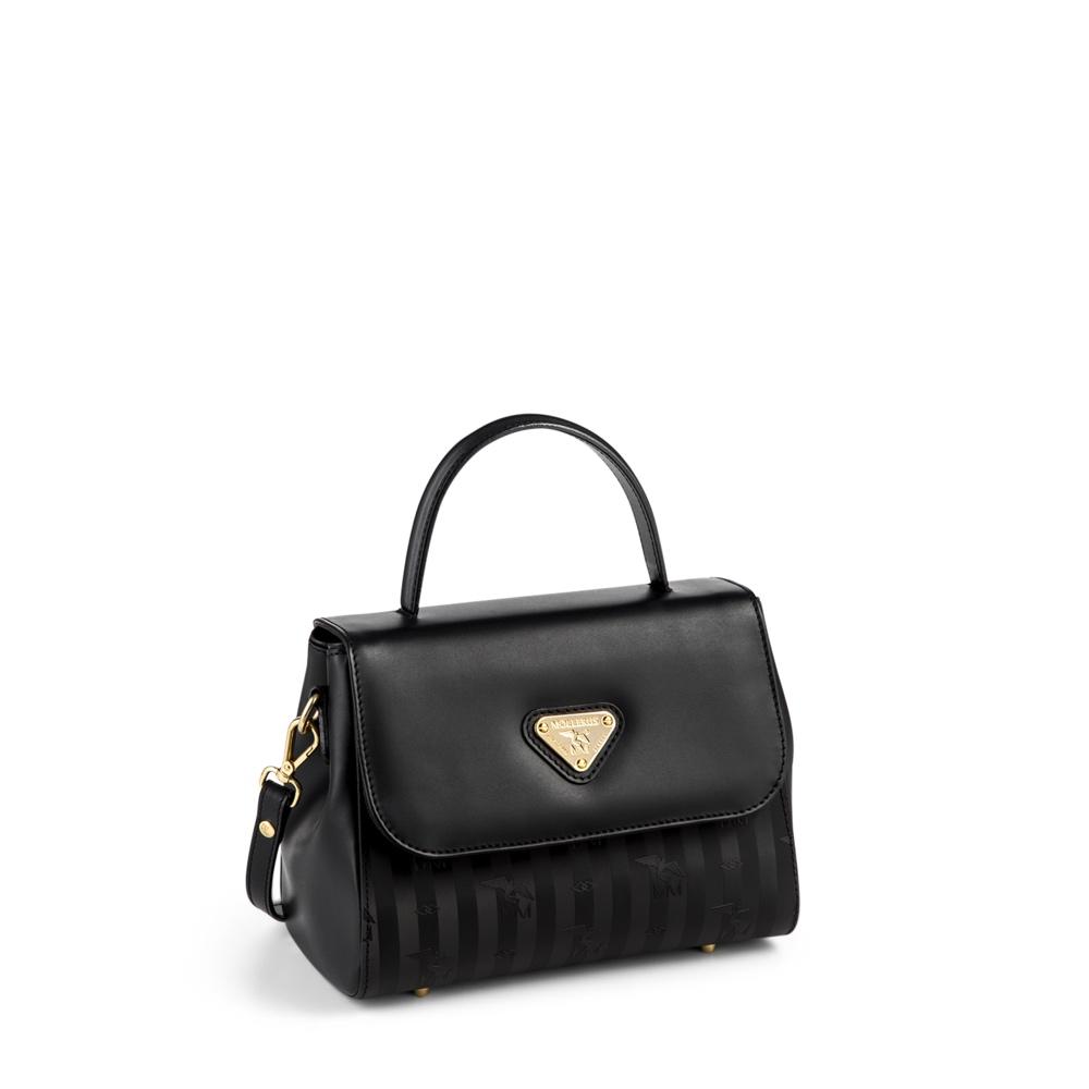 PRILLY | Handtasche classic schwarz/gold - seitlich