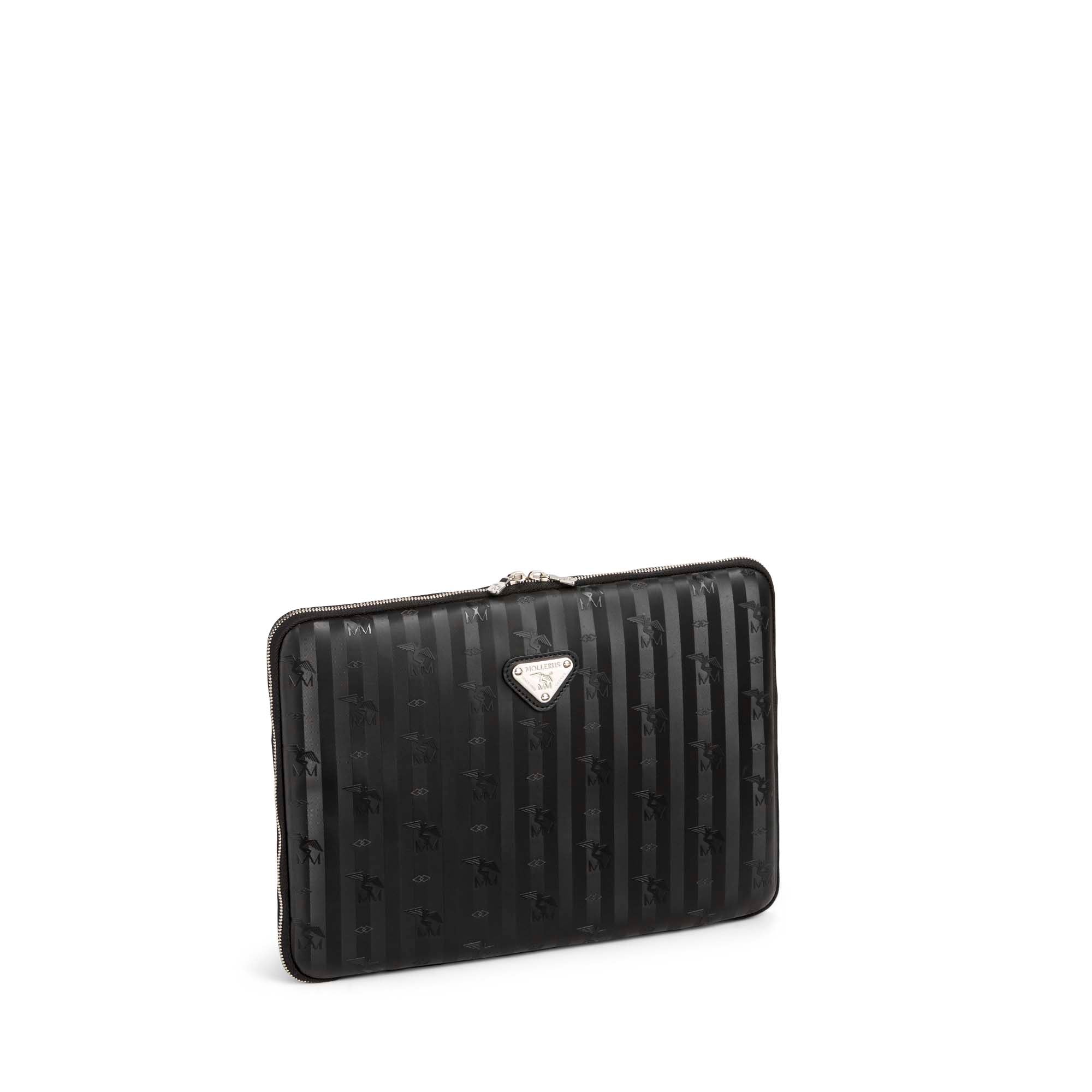 ROETI | Laptoptasche classic schwarz/silber - SEITLICH