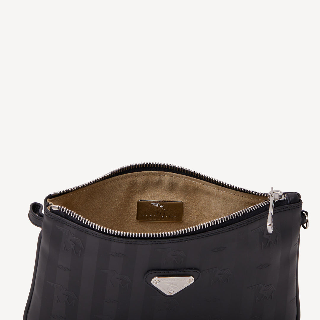 TAMINS | Umhängetasche classic schwarz/silber detail