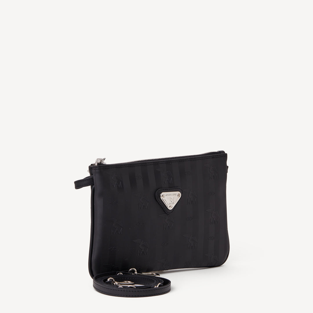 TAMINS | Umhängetasche classic schwarz/silber seitlich