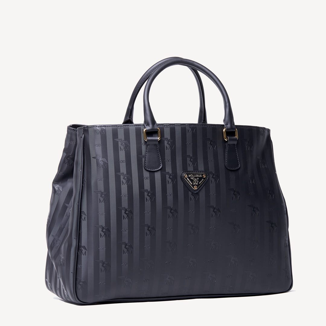 UMIKEN | Handtasche classic schwarz/gold seitlich