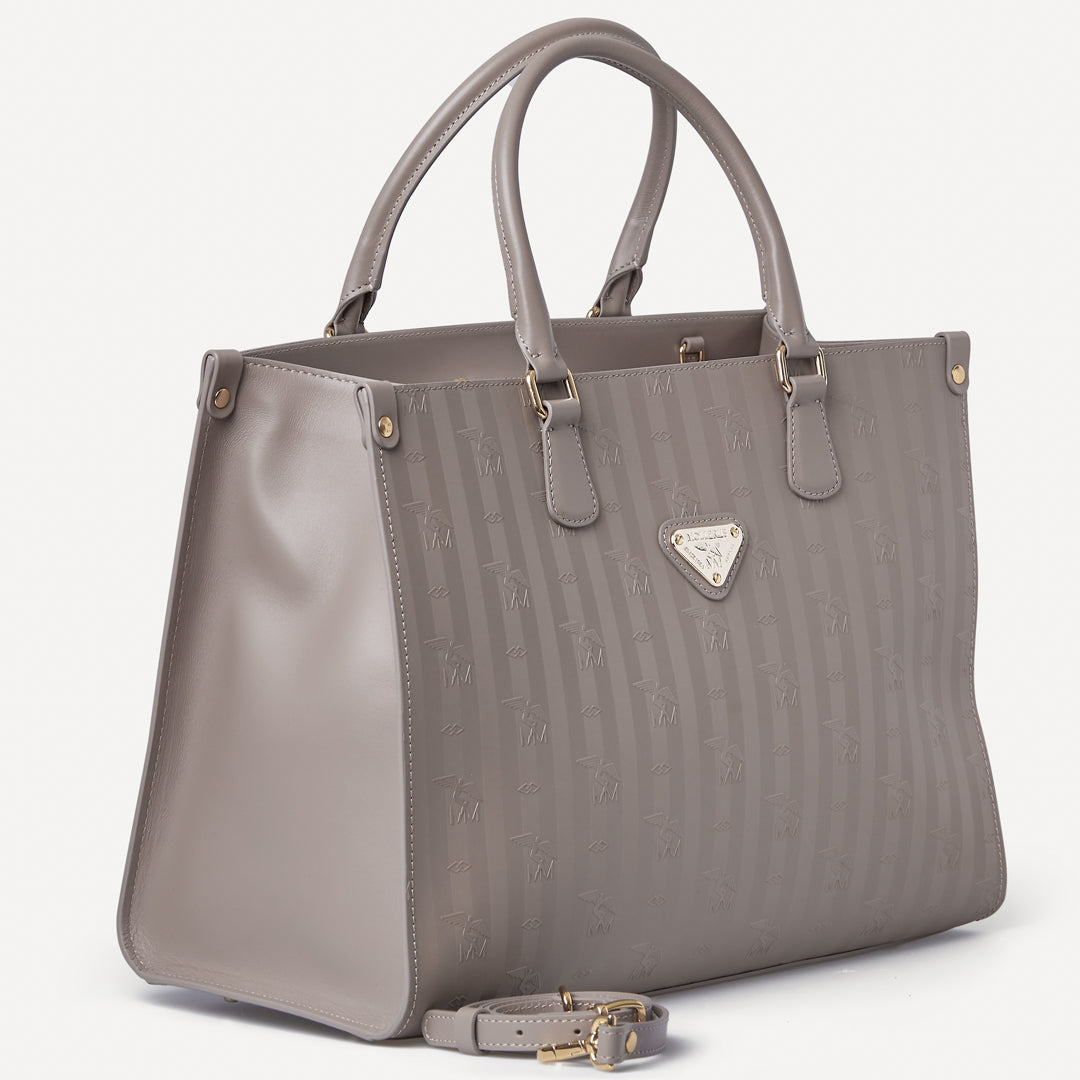 ZUG | Handtasche taupe grau/gold - seitlich
