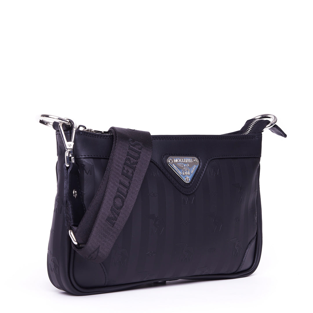 FLUMS | Umhängetasche classic schwarz/silber - seiltich¨