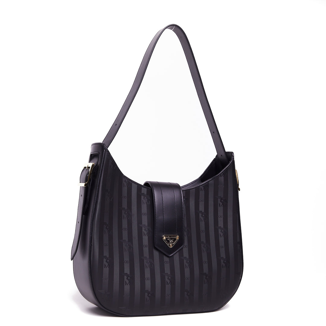 JONA | Umhängetasche classic schwarz/gold - seitlich