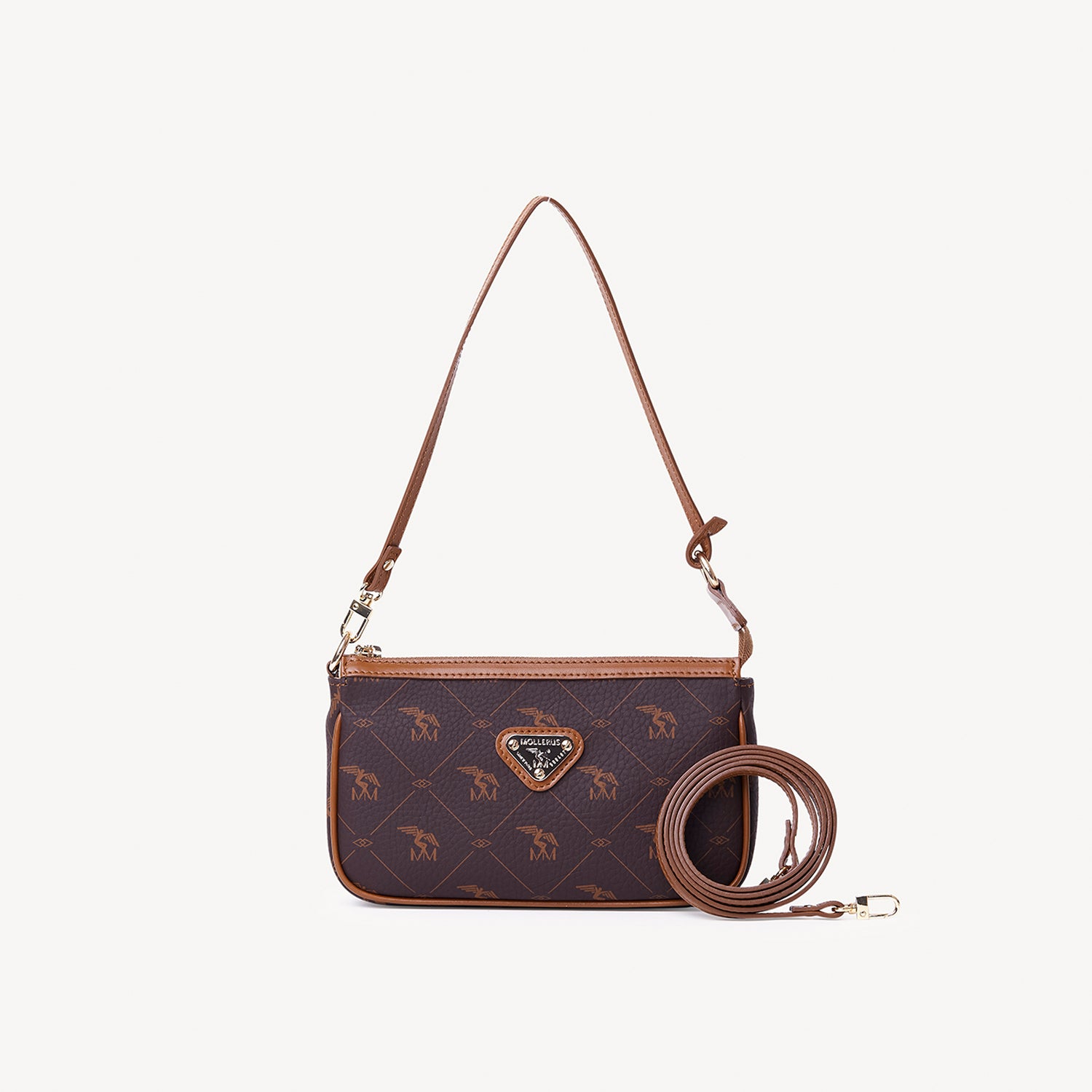 MISSY | Schultertasche Pecarus braun/beige/gold - FRONTAL