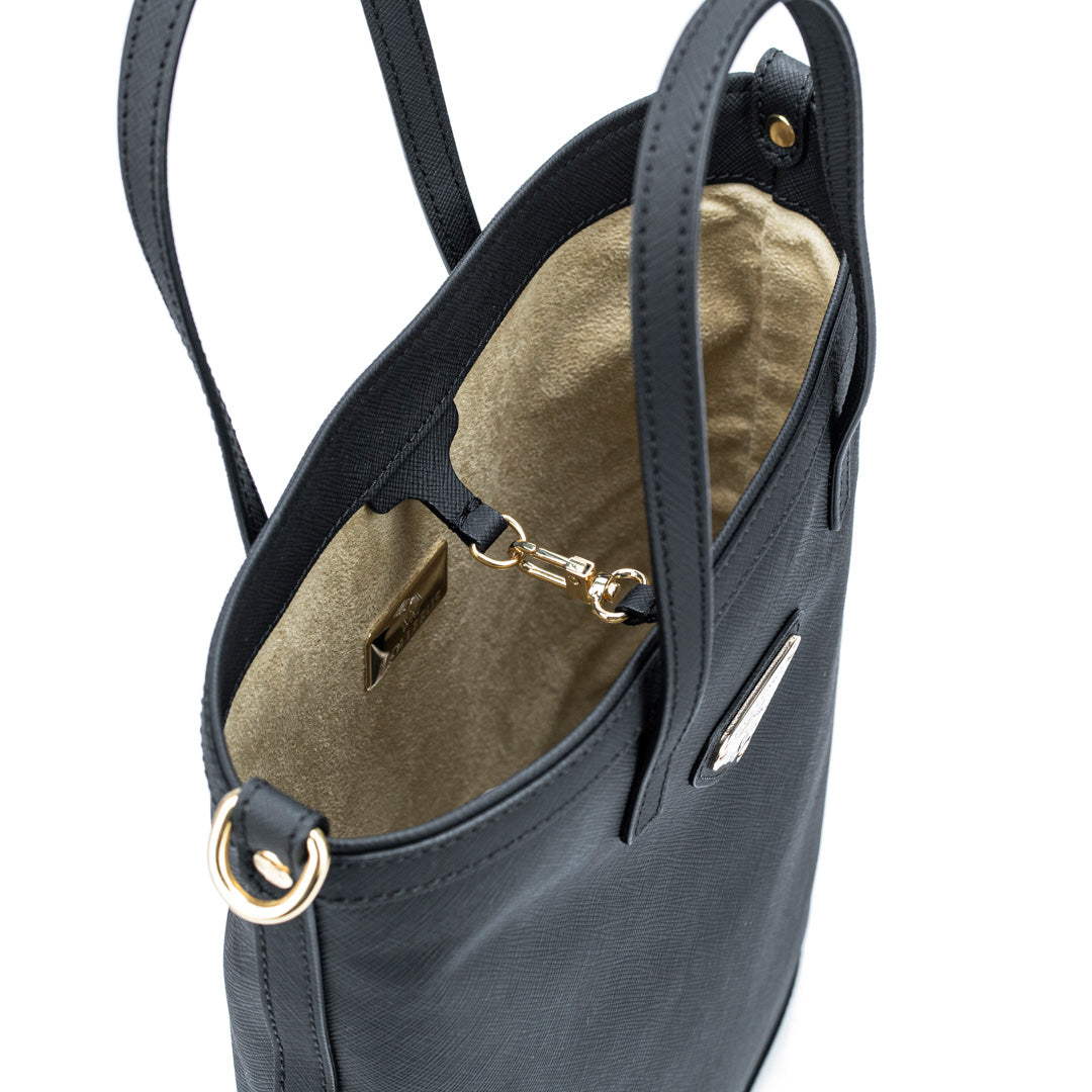 RANDA | Shopper Apfelleder schwarz/gold -INNEN