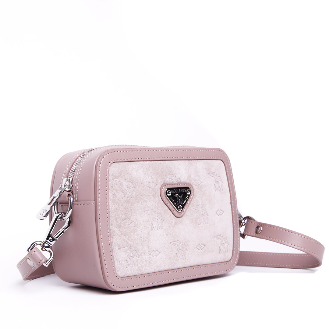 INWIL | Schultertasche Velour soft rosé/silber- SETLICH