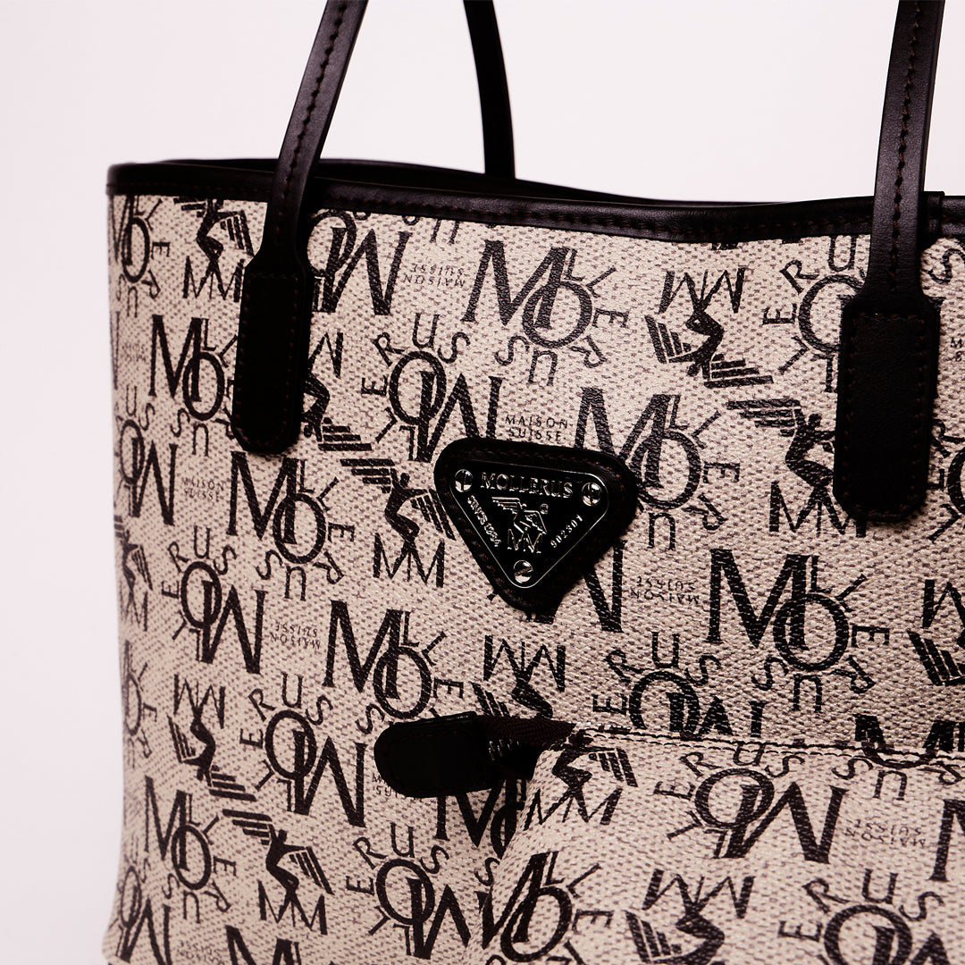 GENF | Shopper Circle pearl weiss/trunk braun/silber - DETAIL