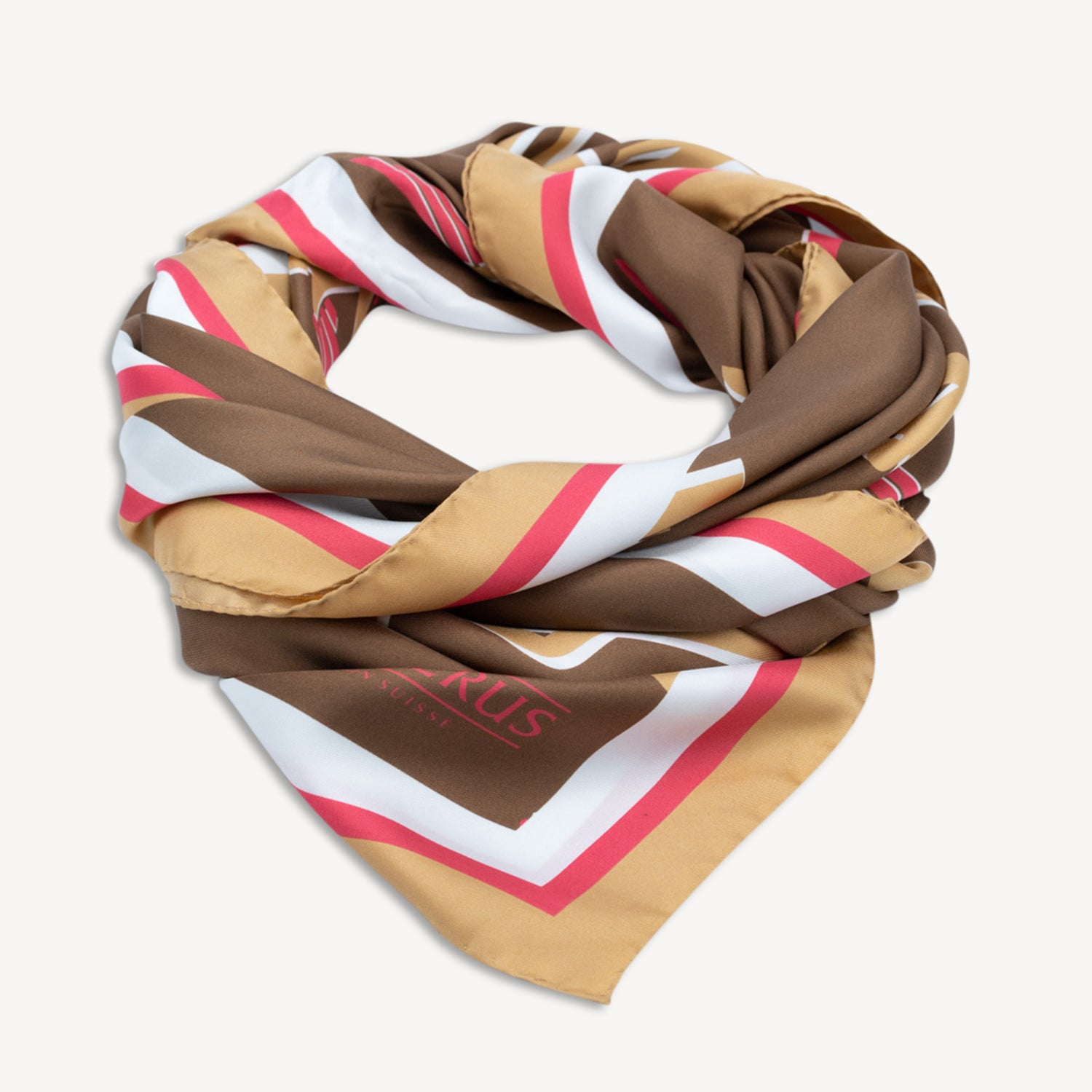FOULARD | Seidenschal braun/beige/pink - frontal