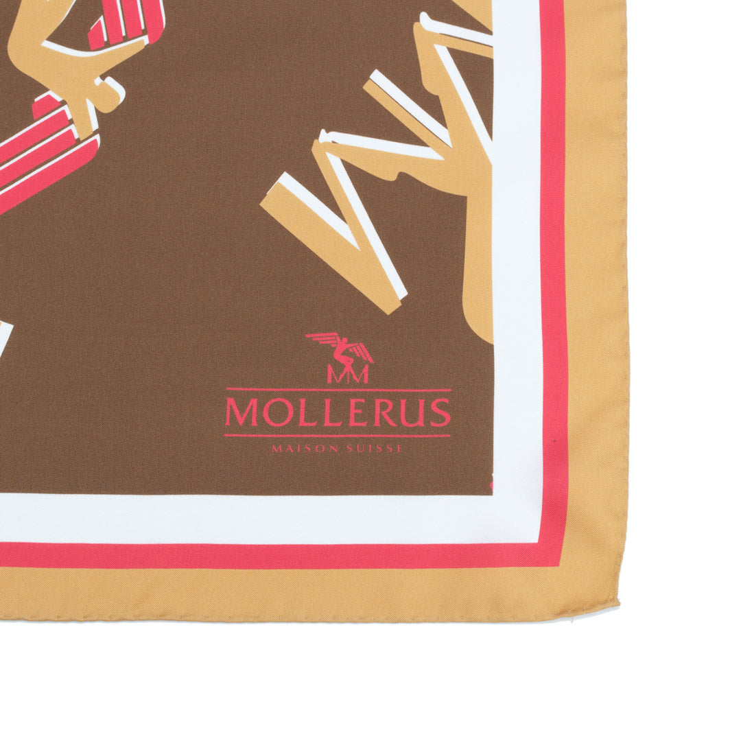 FOULARD | Seidenschal braun/beige/pink - logo