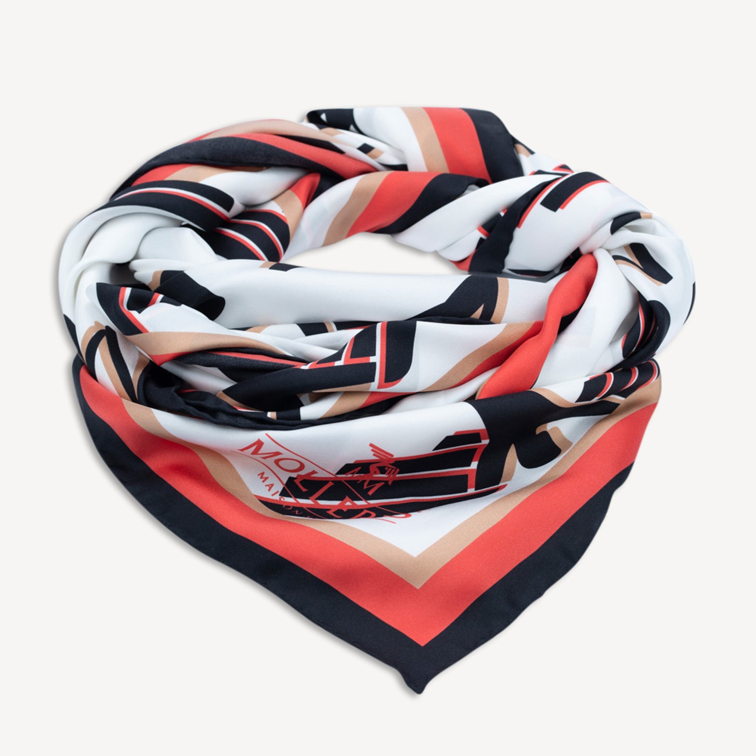 FOULARD | Seidenschal weiss/schwarz/rot - frotnal