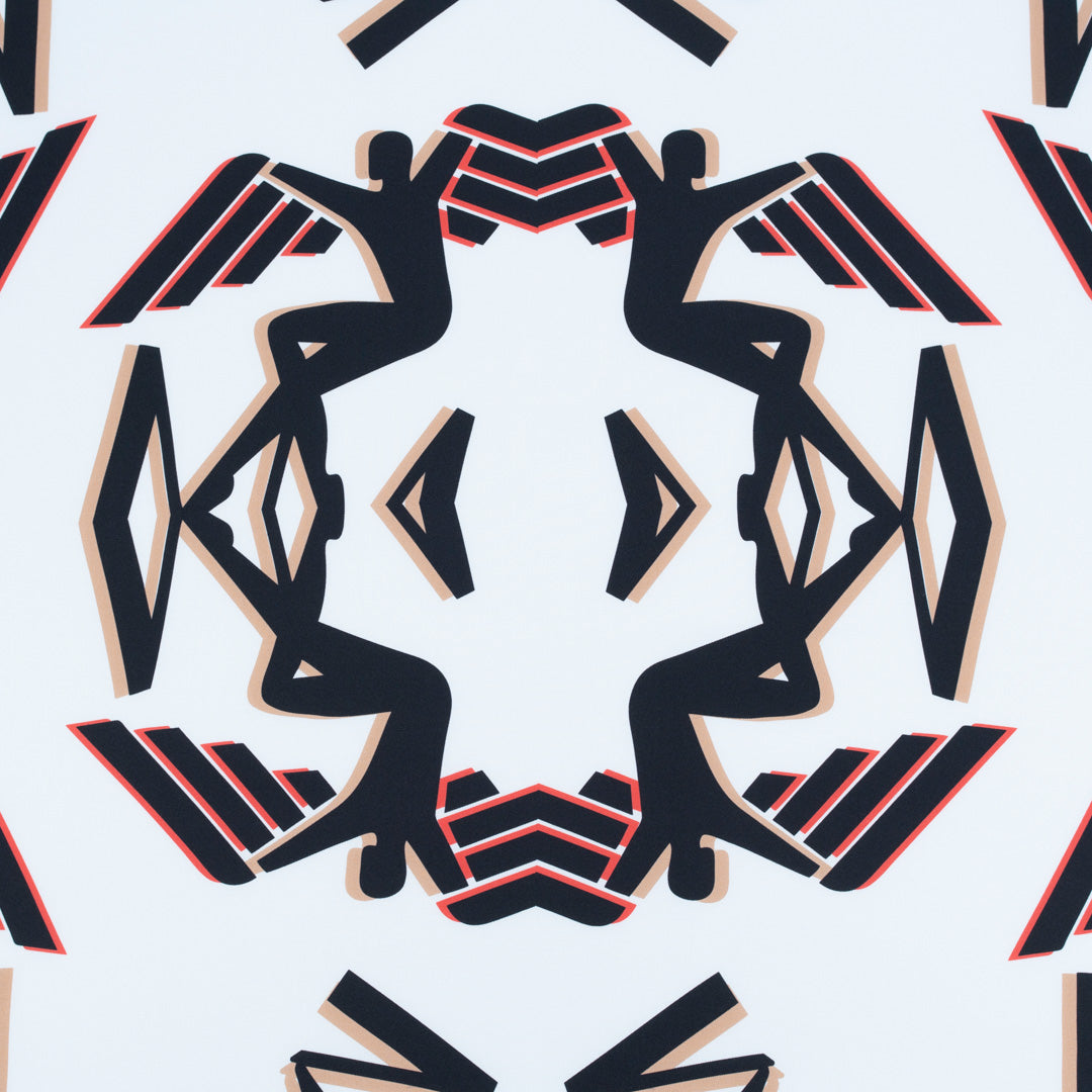 FOULARD | Seidenschal weiss/schwarz/rot - muster