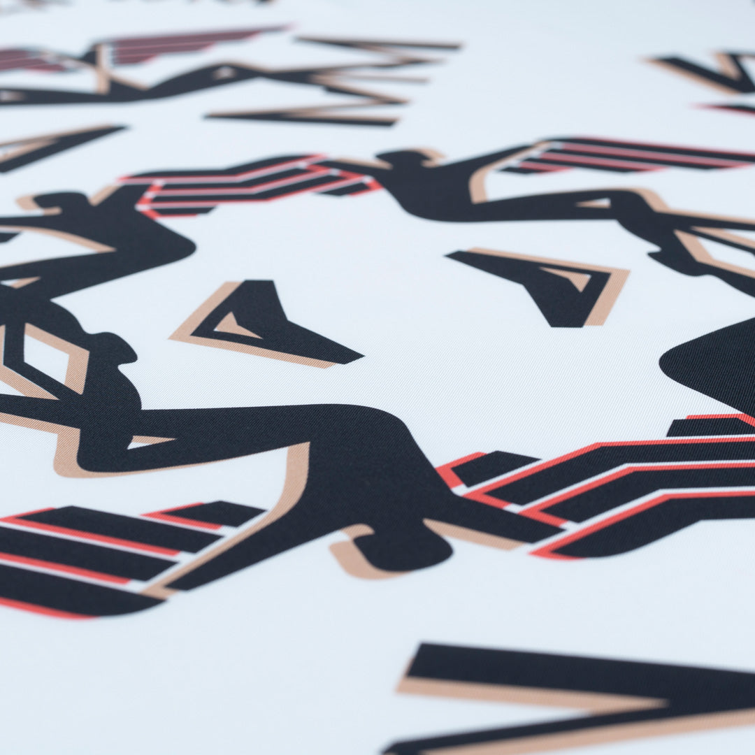 FOULARD | Seidenschal weiss/schwarz/rot - detail