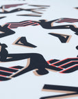 FOULARD | Seidenschal weiss/schwarz/rot - detail