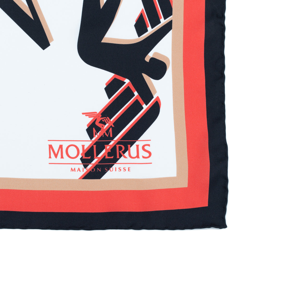 FOULARD | Seidenschal weiss/schwarz/rot - logo