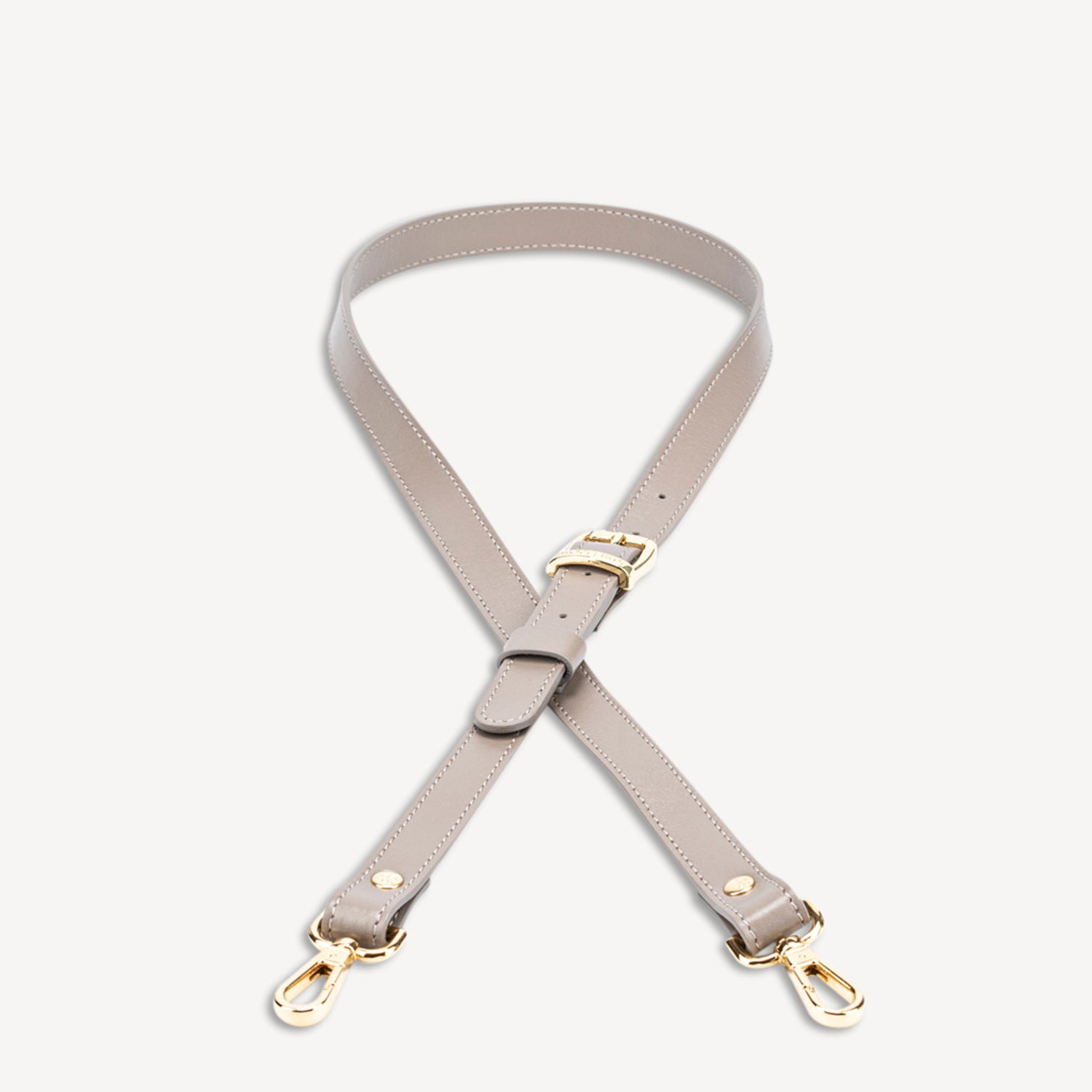 MAX | Schulterriemen taupe grau/gold - frontal