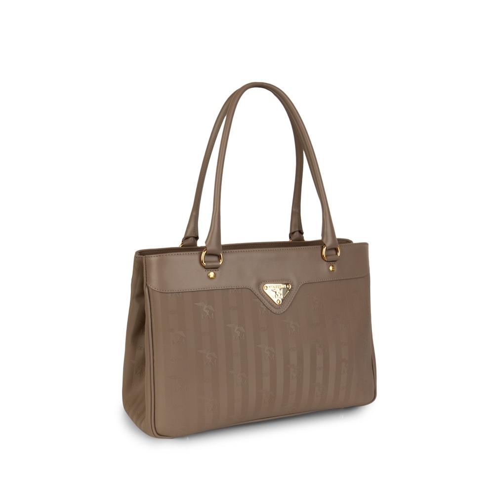 SULZ | Handtasche taupe grau/gold - SEITLICH
